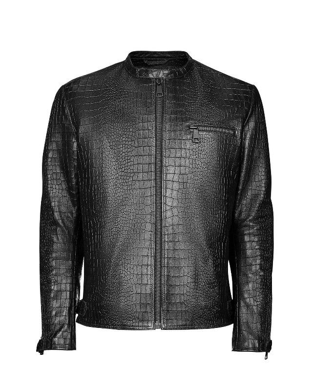Fearless Biker Jacket Black Crocodile Embossed (Men)